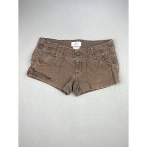 Hollister Juniors 0 So Cal Stretch Distressed Brown Shorts Y2K Style